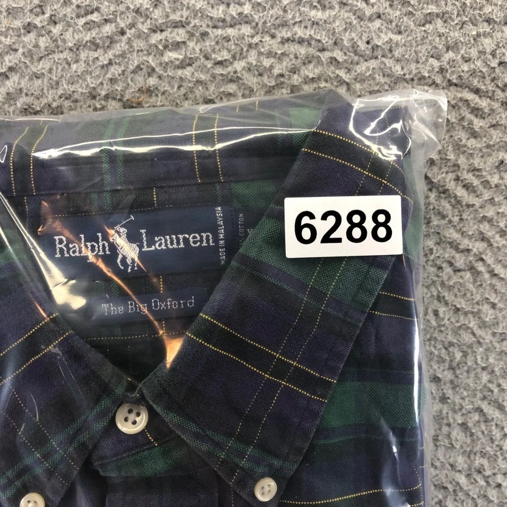 Vtg Polo Ralph Lauren Shirt Mens XL Green Big Oxford Blackwatch OCDB Tartan